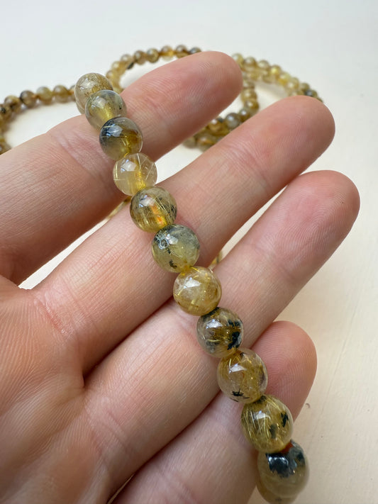 Gold & Copper Rutile Bead Bracelet 6-7mm
