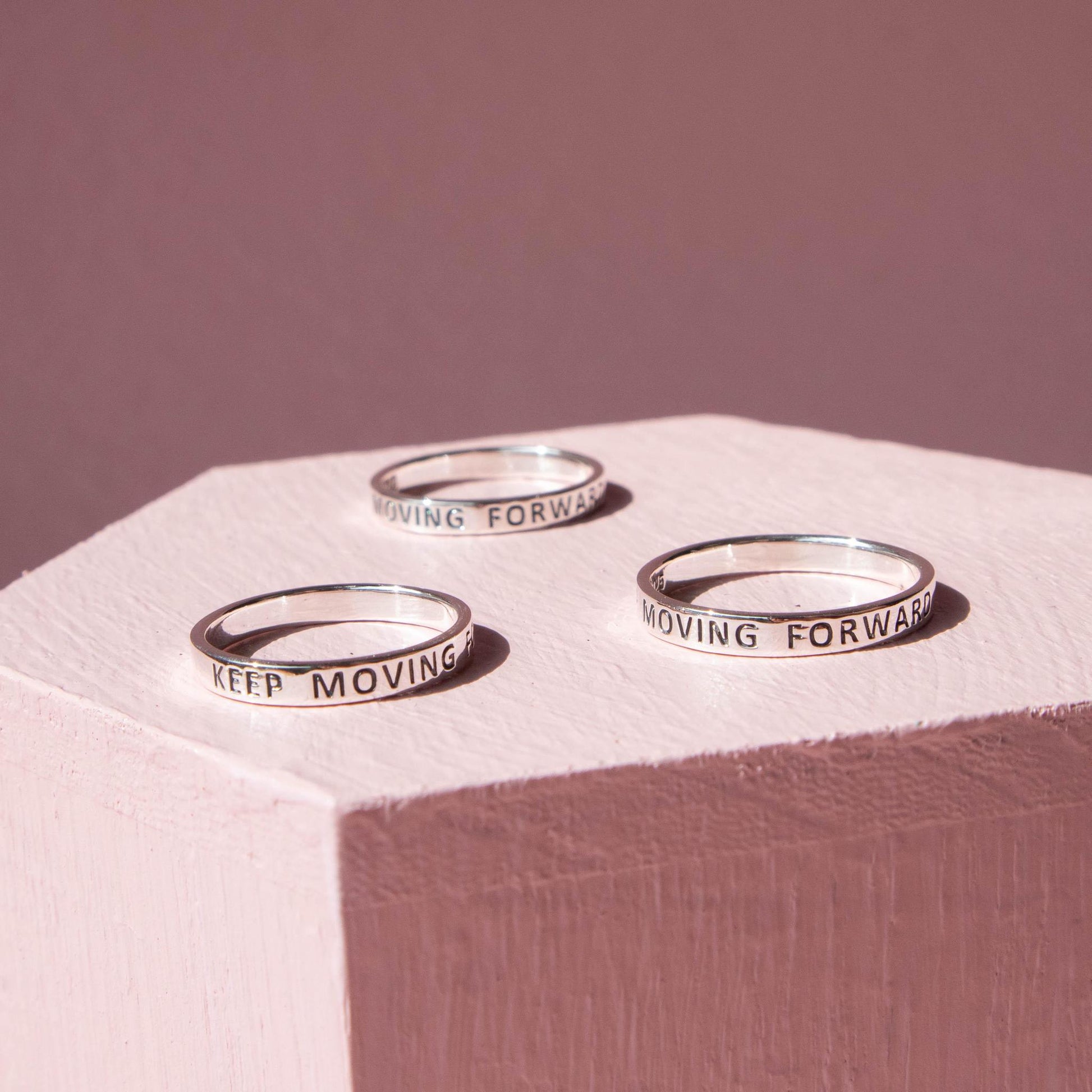 sterling silver ring, sterling silver jewelry, keep moving forward ring, keep moving forward, inspirational jewelry