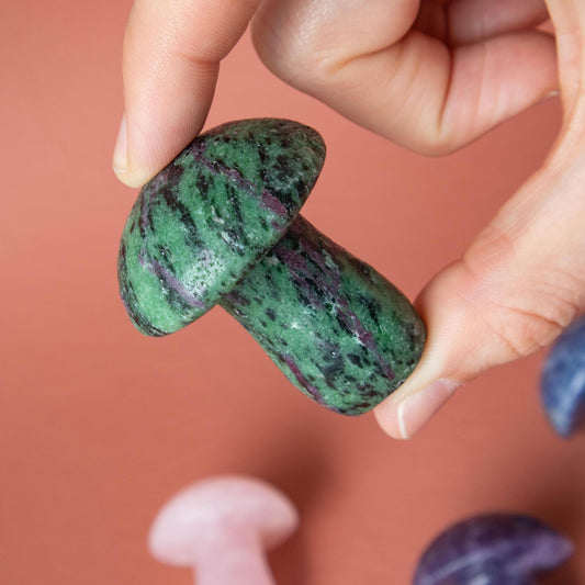 ruby zoisite, ruby zoisite mushroom, crystal mushroom, ruby zoisite crystal, ruby zoisite stone, ruby zoisite properties, ruby zoisite healing properties, ruby zoisite meaning
