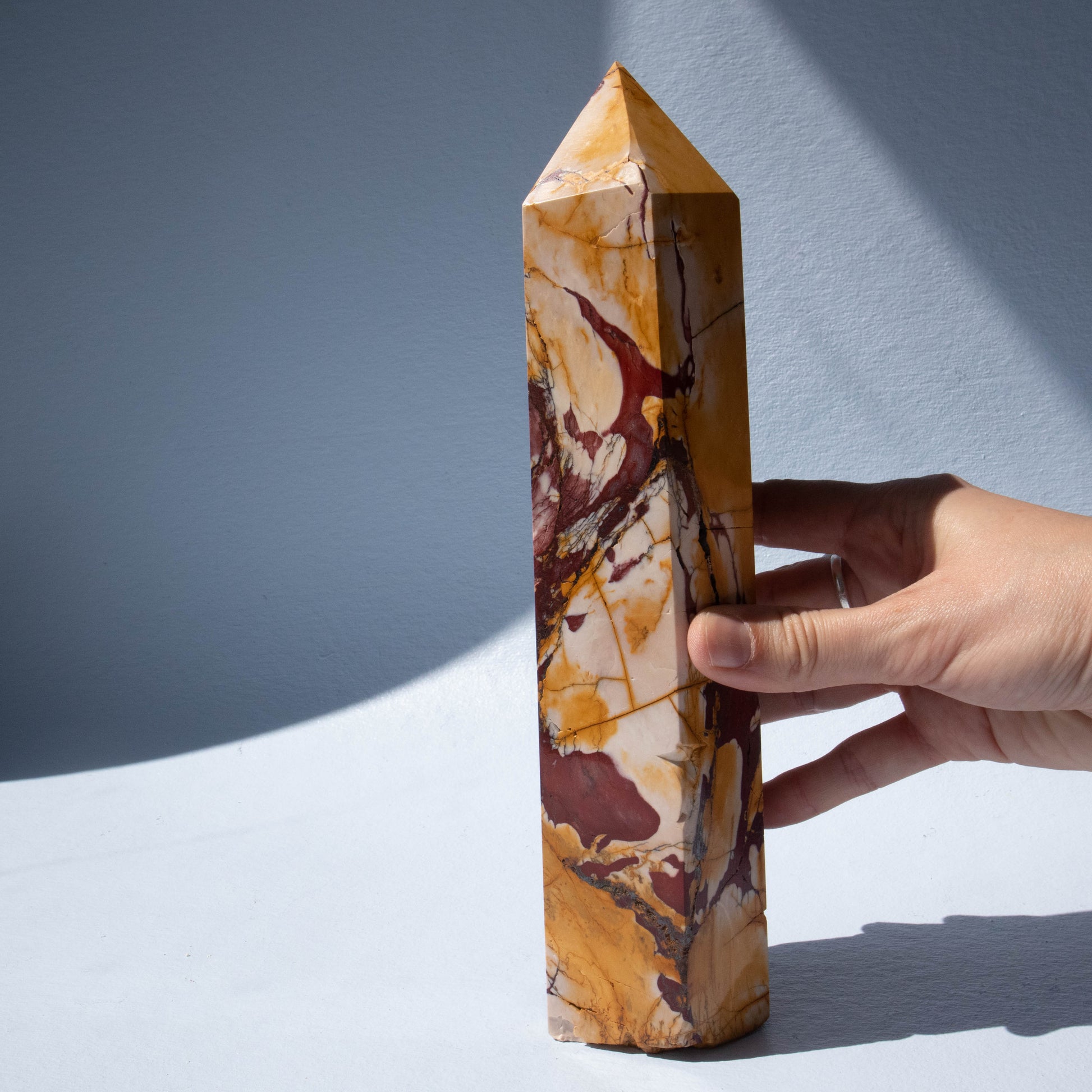 mookaite, mookaite obelisk, crystal obelisk, gemstone obelisk, mookaite crystal, mookaite stone, mookaite properties, mookaite healing properties, mookaite metaphysical properties, mookaite meaning