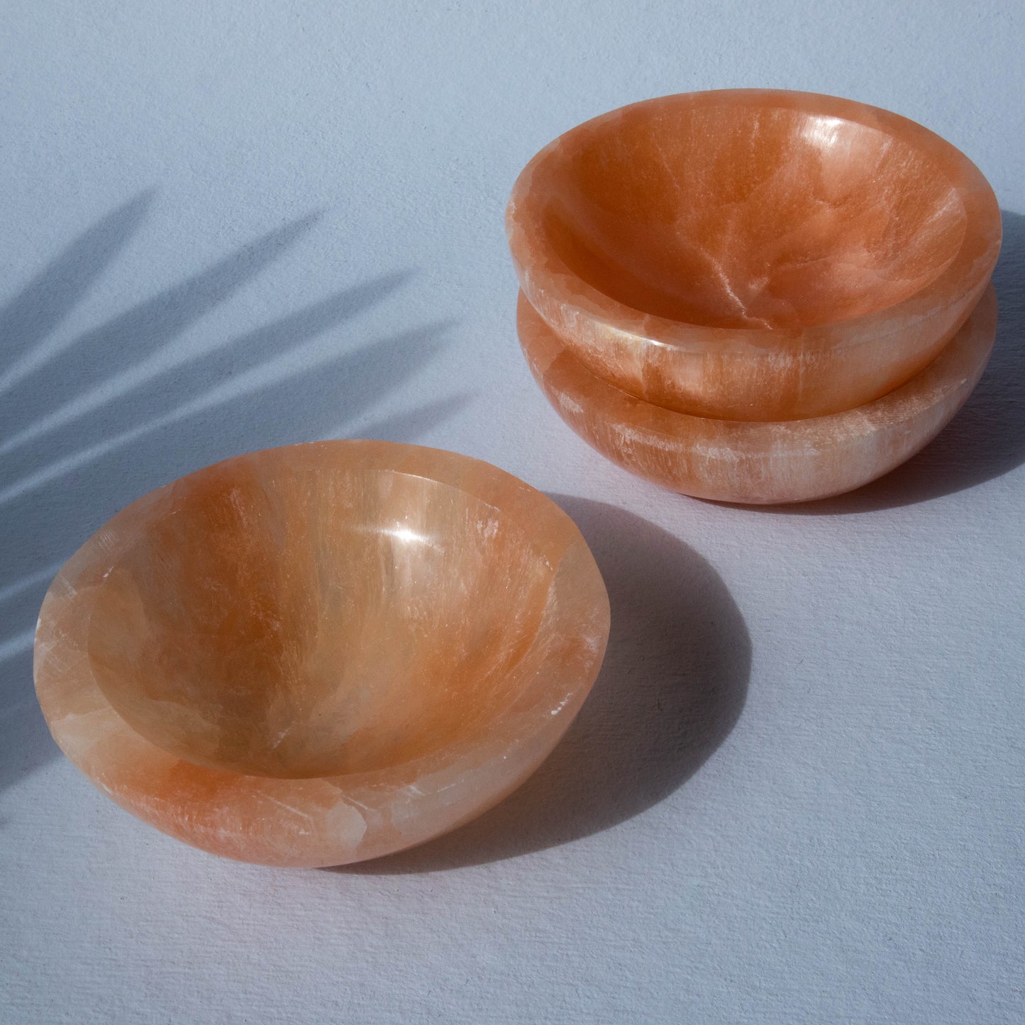 Peach Selenite Bowl 4"