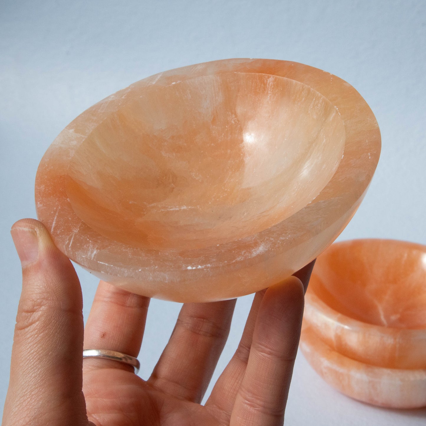 Peach Selenite Bowl 4"
