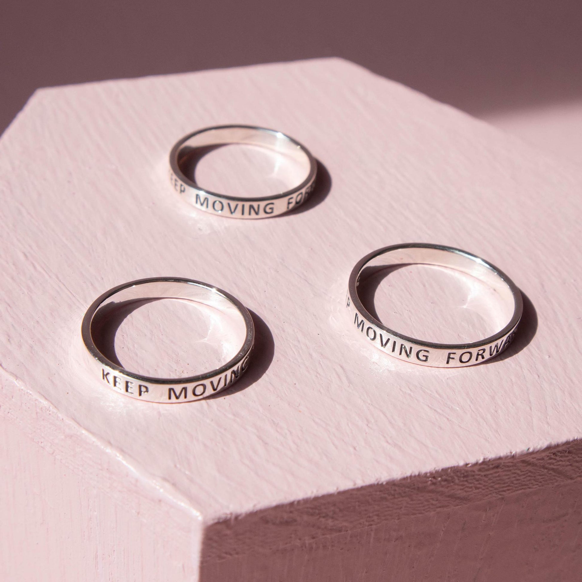 sterling silver ring, sterling silver jewelry, keep moving forward ring, keep moving forward, inspirational jewelry
