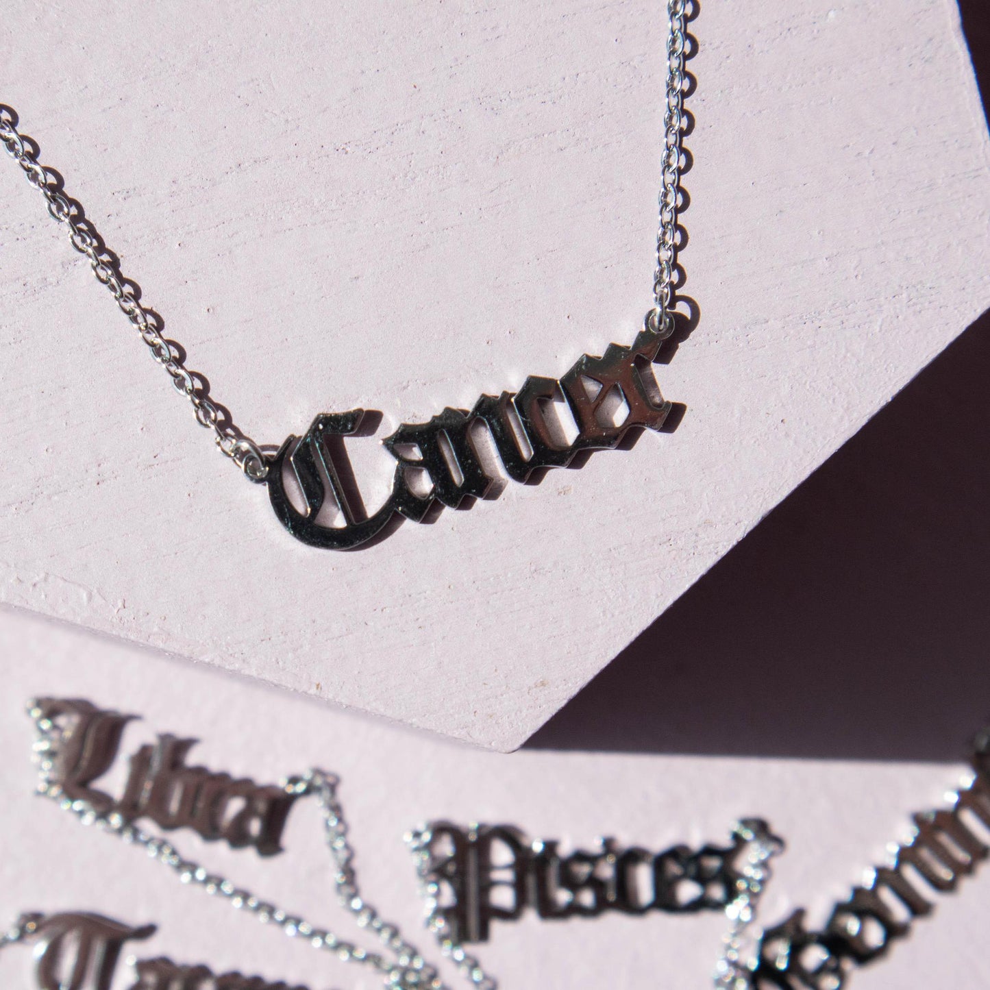 cancer, cancer zodiac sign, cancer necklace, cancer chain, cancer jewelry, zodiac jewelry, zodiac chain, zodiac sign, zodiac script necklace, cancer sign